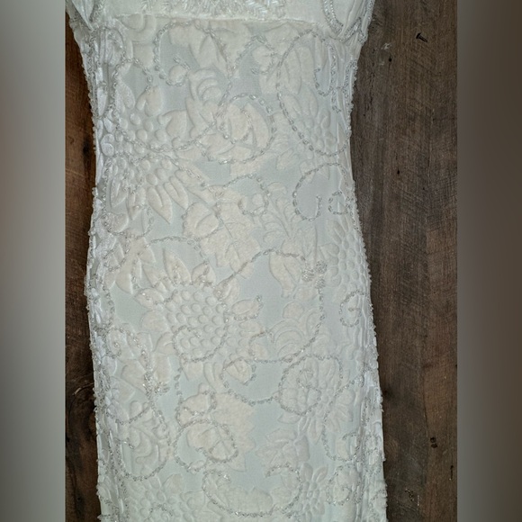 Badgley Mischka Cream Velvet/Silk Gown - Size 8 - Picture 3 of 16